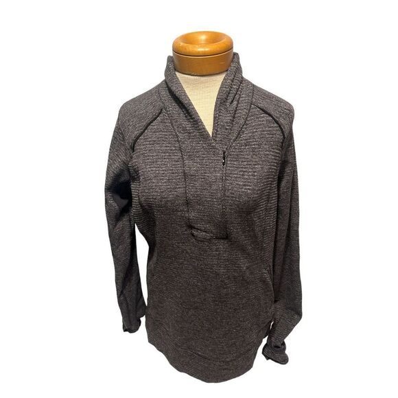 Lululemon herringbone 1/2 zip jacket pullover size 12 thumb holes wrists back zi - Picture 1 of 14